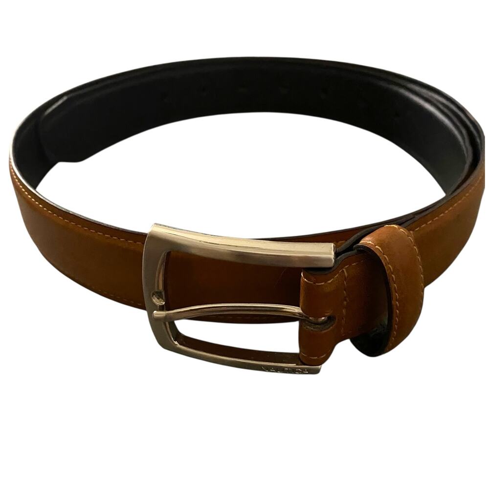 Men’s Nautica Size M 34-36 Synthetic Leather Light Brown Belt with Silver Buckle